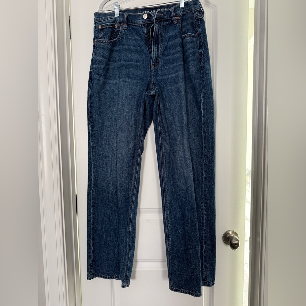 American Eagle Outfitters Dark Blue Women's Straight Leg Jeans